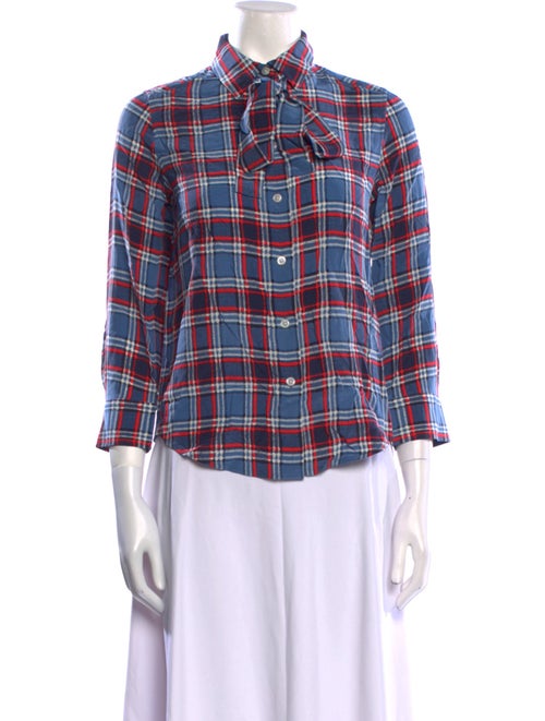 Marc Jacobs Silk Plaid Print Button-Up Top