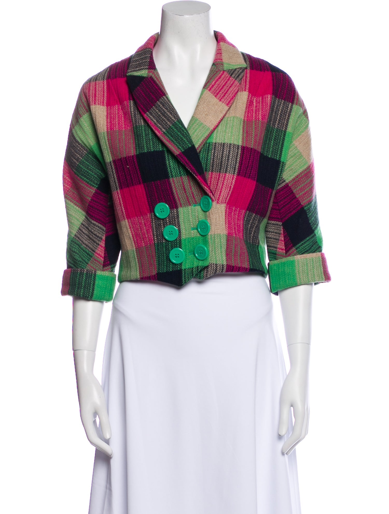 Marc Jacobs Wool Plaid Print Blazer