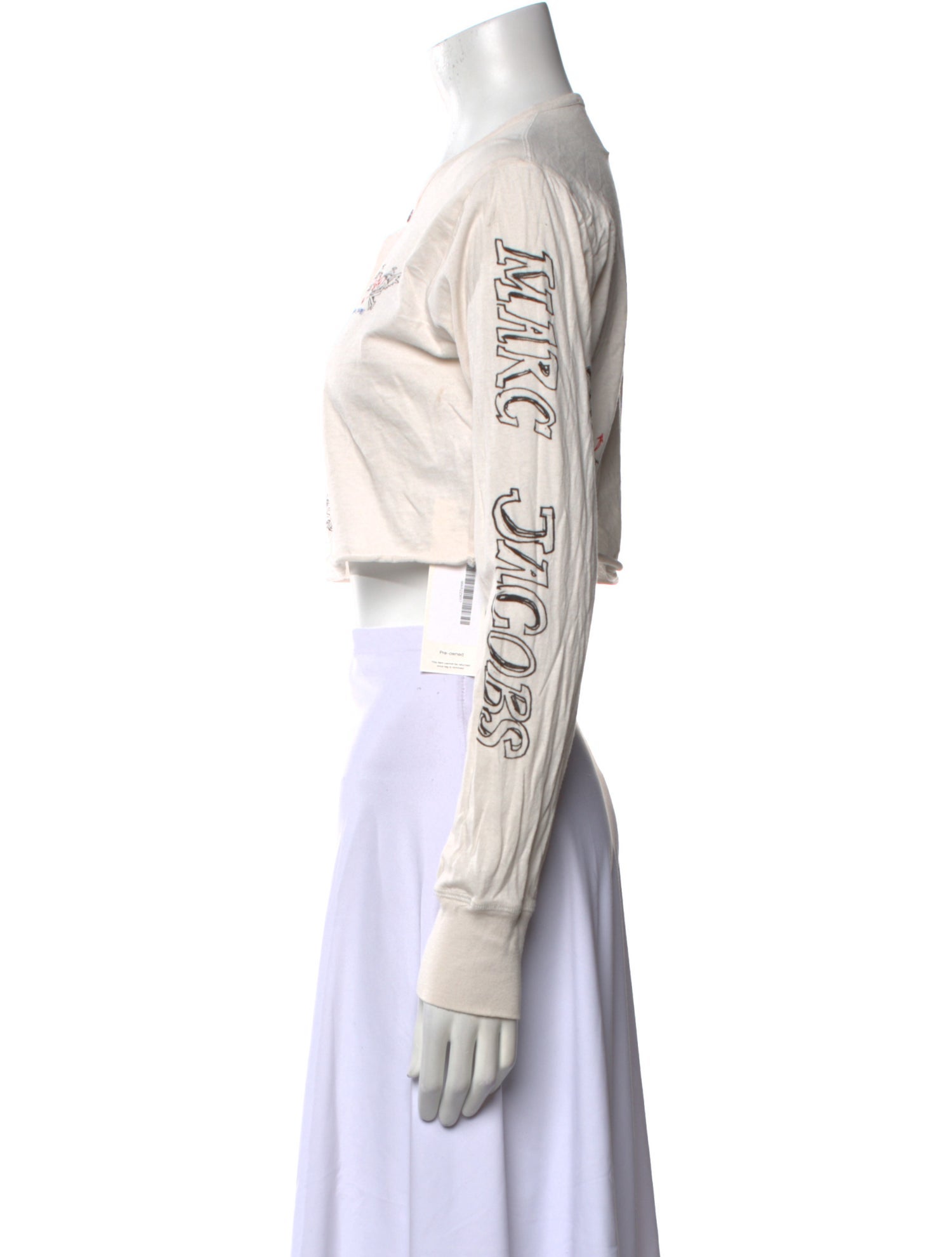 Marc Jacobs Crew Neck Long Sleeve Crop Top