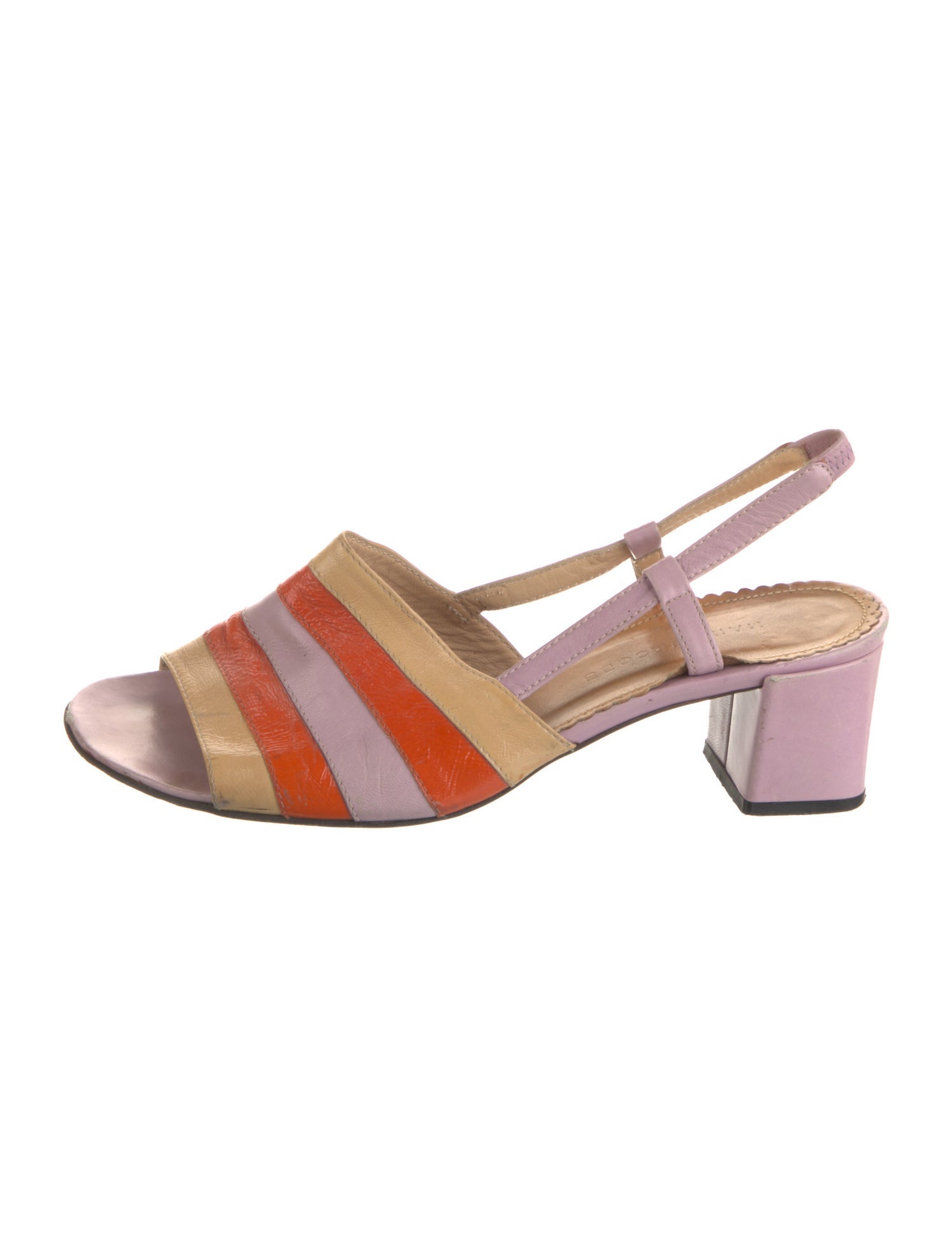 Marc Jacobs Leather Colorblock Pattern Slingback Sandals