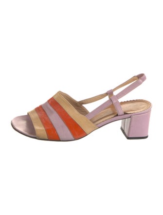 Marc Jacobs Leather Colorblock Pattern Slingback Sandals