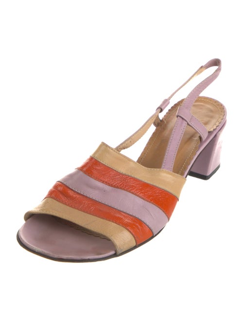 Marc Jacobs Leather Colorblock Pattern Slingback Sandals