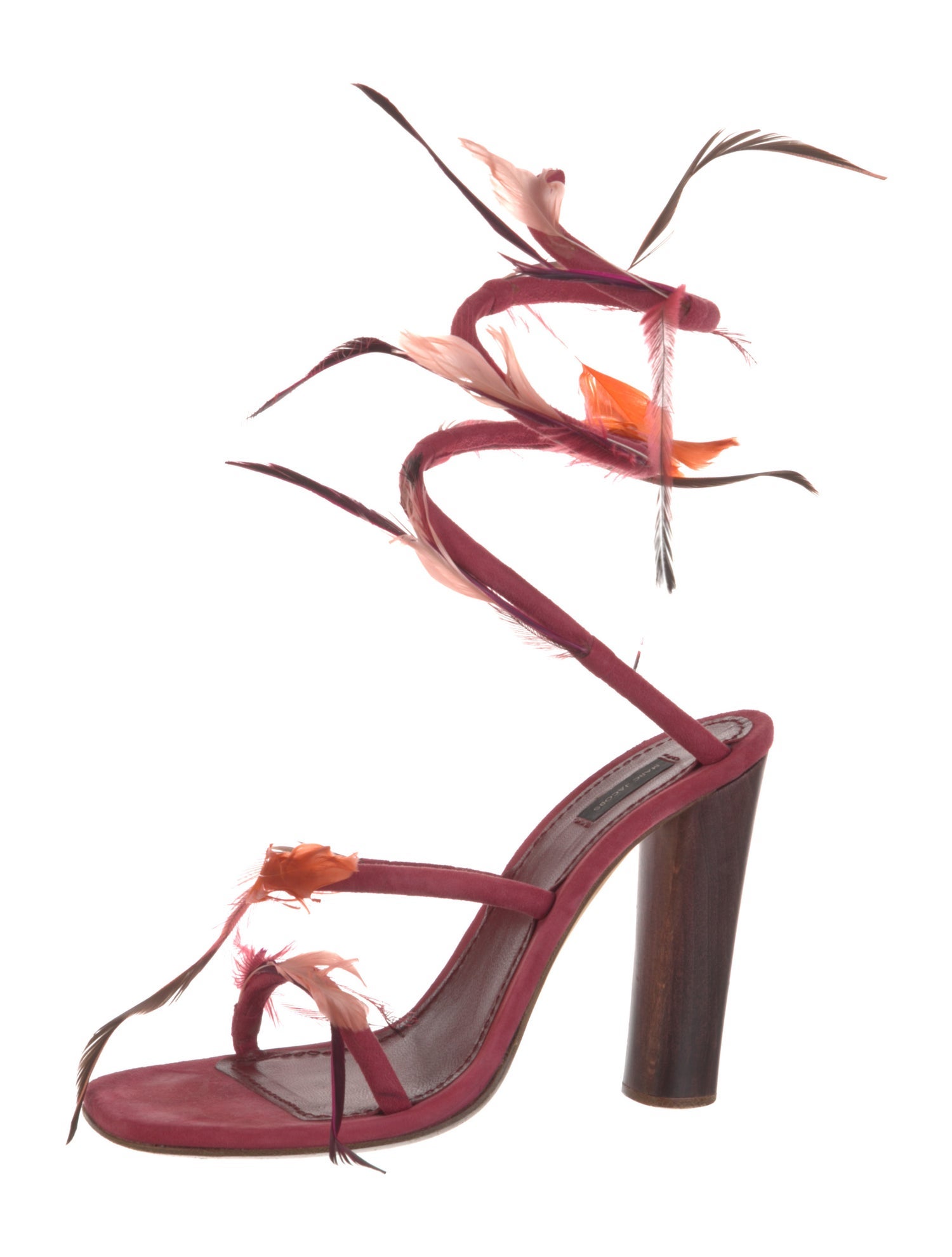 Marc Jacobs Suede Feather Trim Gladiator Sandals