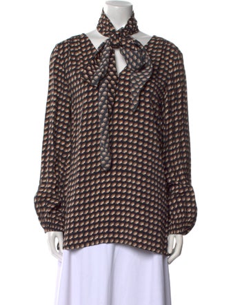Marc Jacobs Printed Tie Neck Blouse