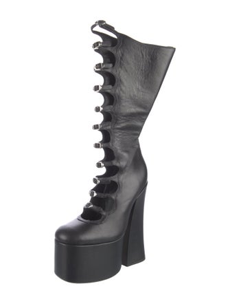 Marc Jacobs Leather Cutout Accent Lace-Up Boots