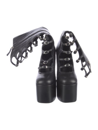 Marc Jacobs Leather Cutout Accent Lace-Up Boots