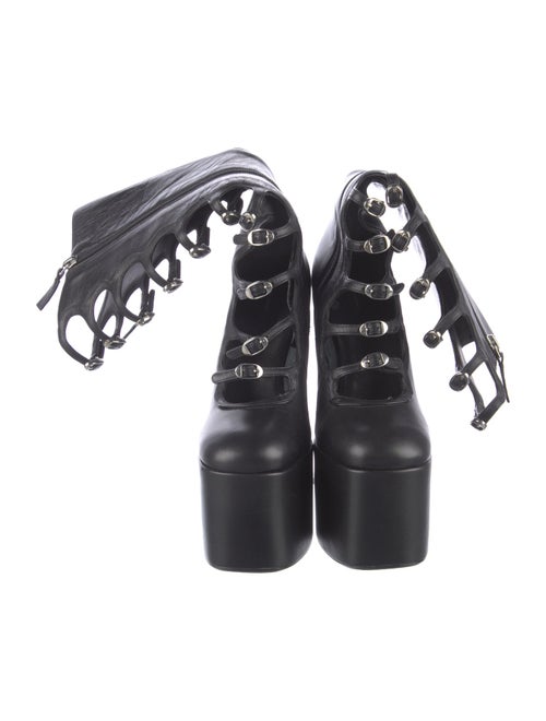 Marc Jacobs Leather Cutout Accent Lace-Up Boots