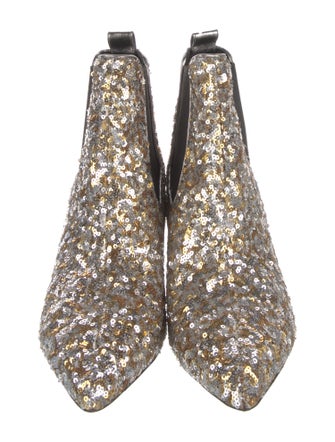 Marc Jacobs Sequins Leather Trim Embellishment Chelsea Boots