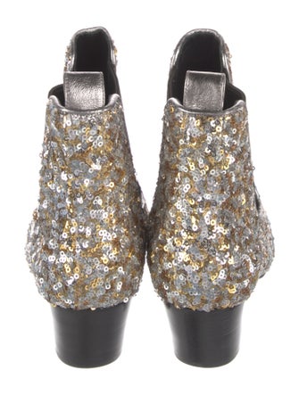 Marc Jacobs Sequins Leather Trim Embellishment Chelsea Boots