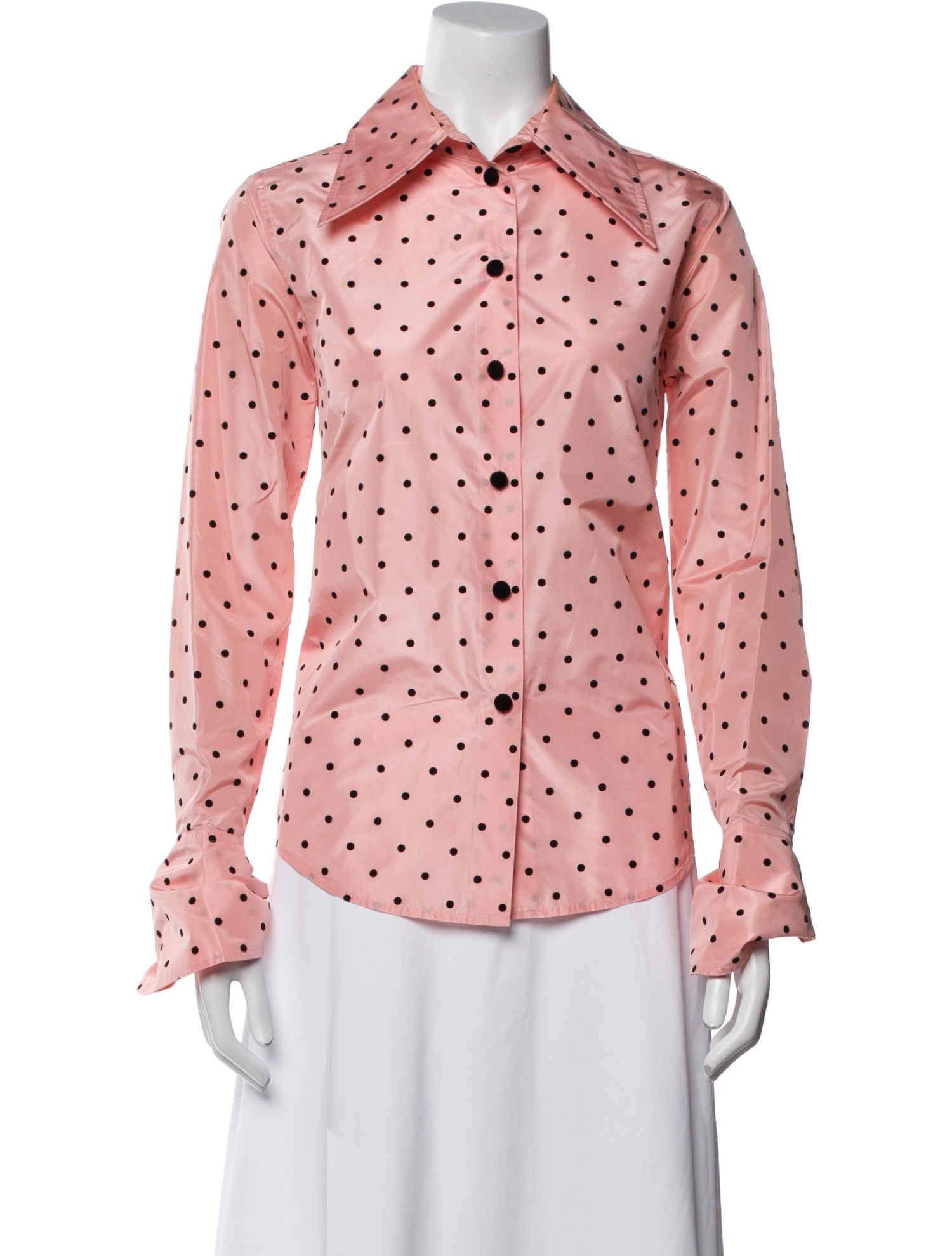 Marc Jacobs Silk Polka Dot Print Button-Up Top