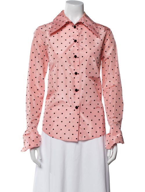 Marc Jacobs Silk Polka Dot Print Button-Up Top