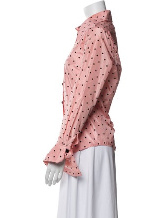 Marc Jacobs Silk Polka Dot Print Button-Up Top