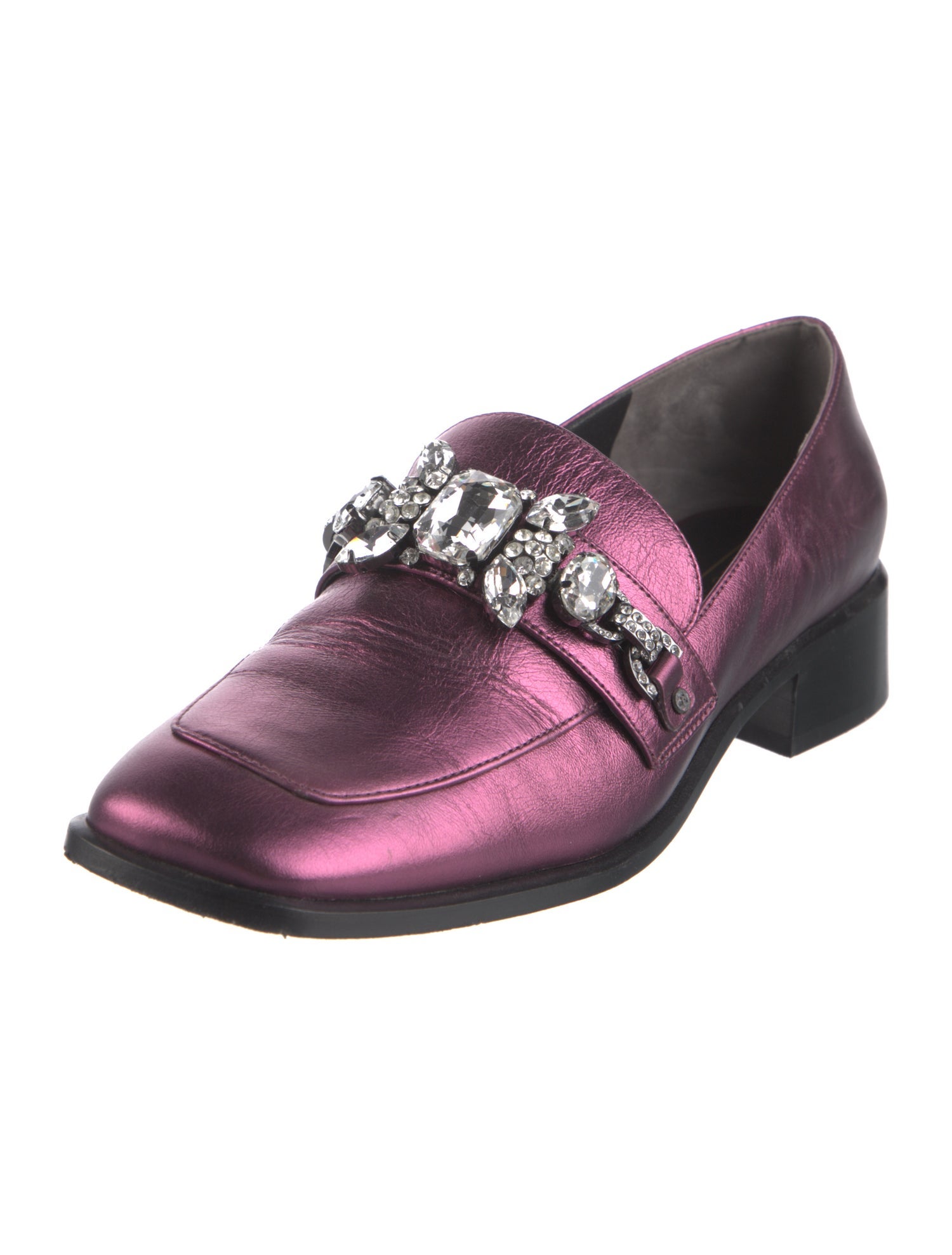 Marc Jacobs Leather Crystal Embellishments Loafers