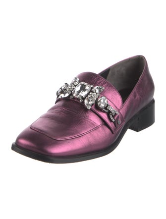 Marc Jacobs Leather Crystal Embellishments Loafers