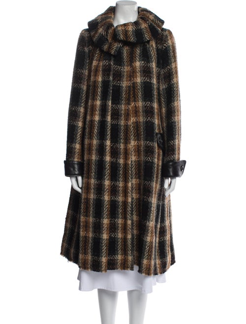 Marc Jacobs Wool Plaid Print Faux Fur Coat