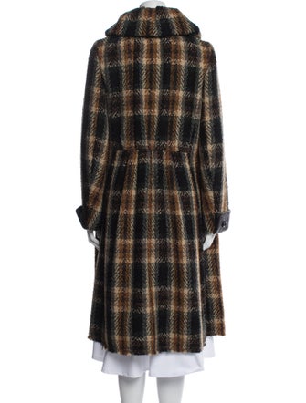 Marc Jacobs Wool Plaid Print Faux Fur Coat
