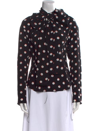 Marc Jacobs Silk Polka Dot Print Button-Up Top