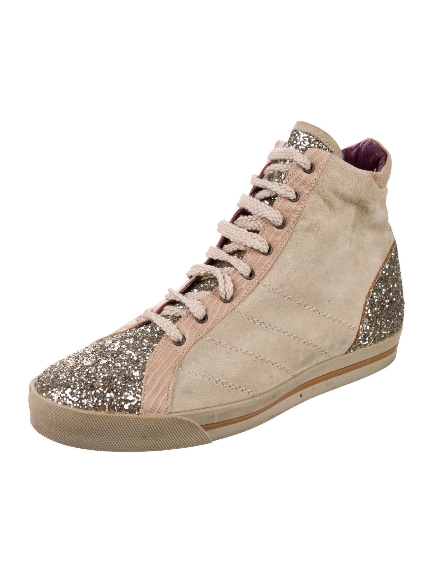 Marc Jacobs Suede Glitter Accents Wedge Sneakers