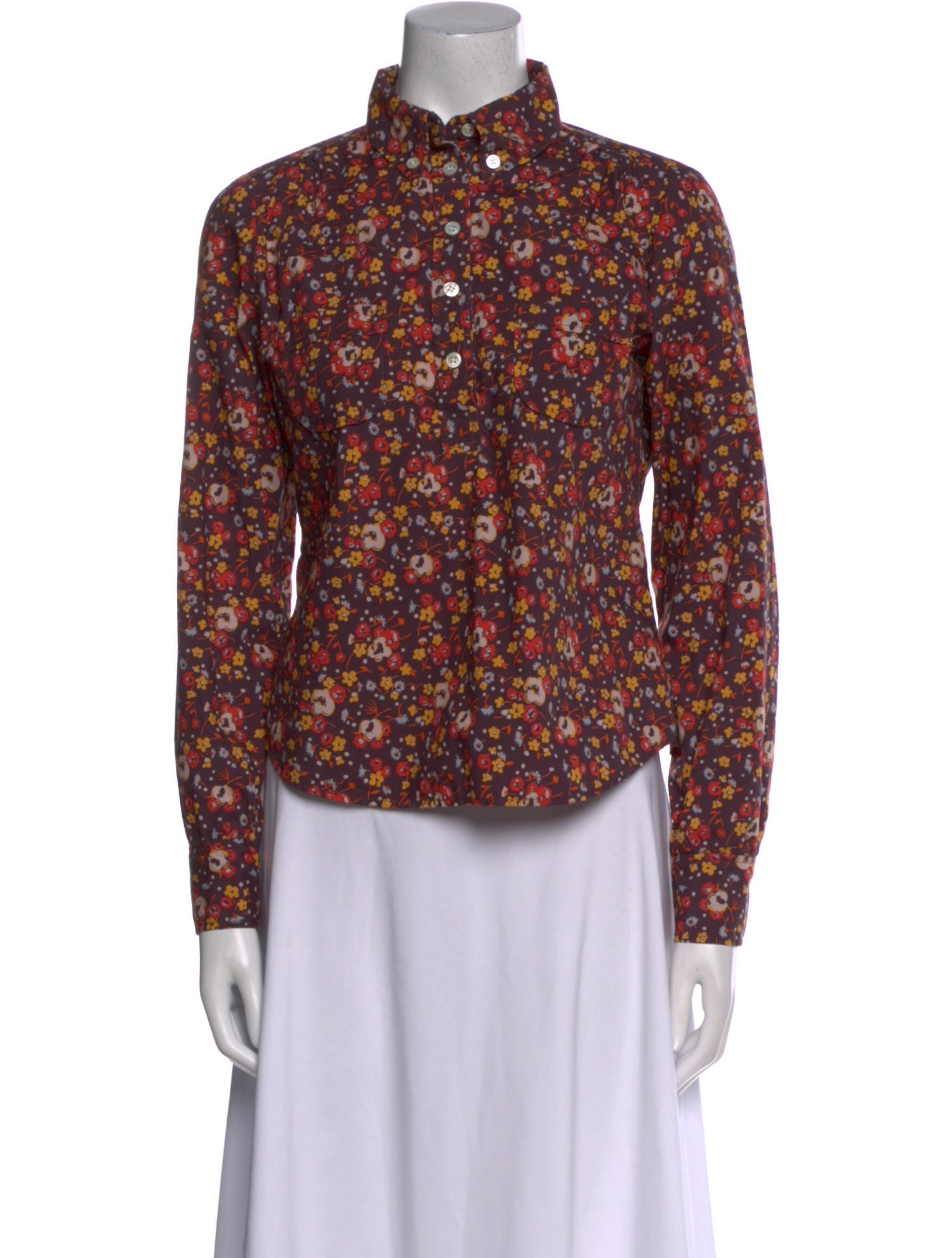 Marc Jacobs Floral Print Mock Neck Blouse