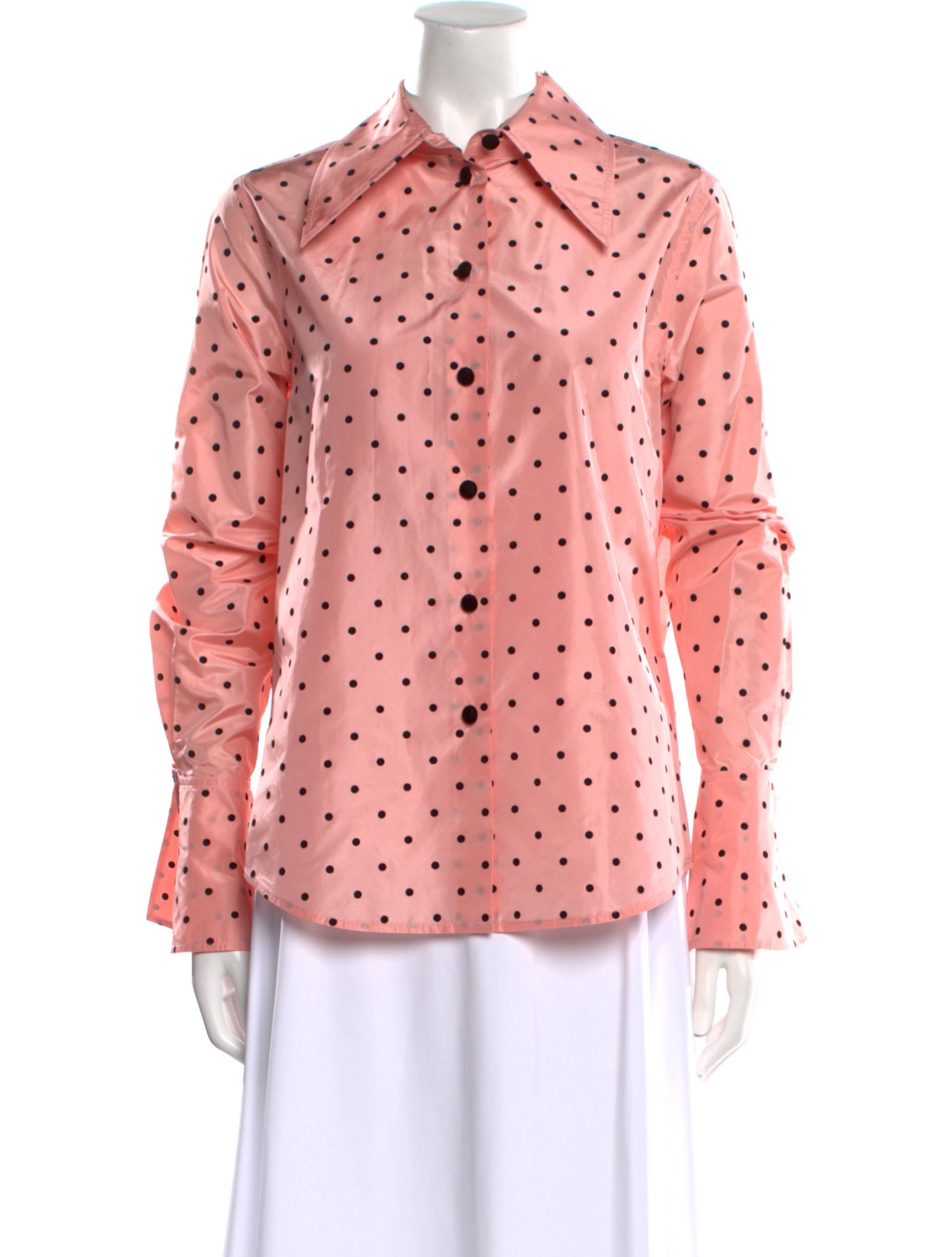 Marc Jacobs Silk Polka Dot Print Button-Up Top