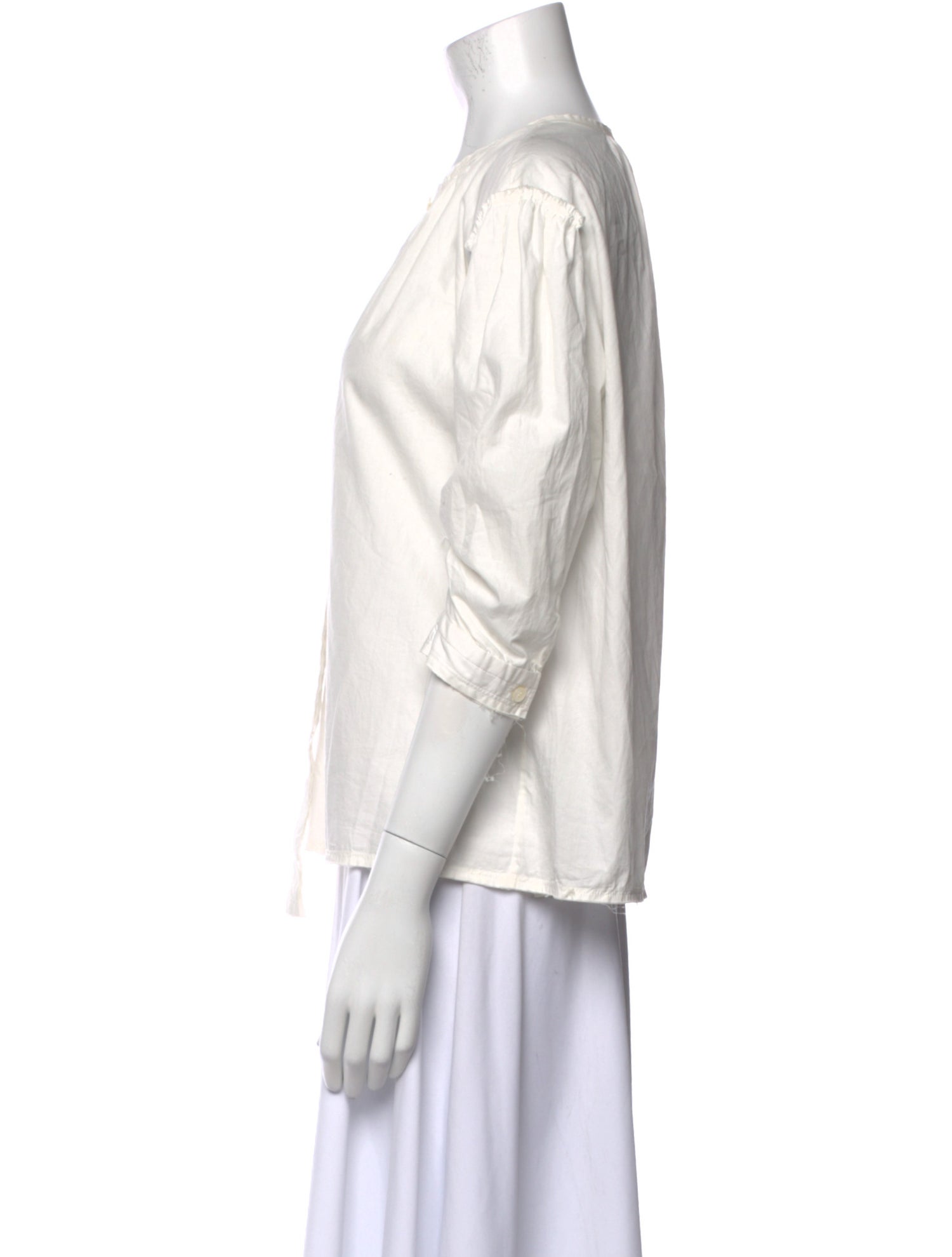 Marc Jacobs V-Neck Three-Quarter Sleeve Button-Up Top