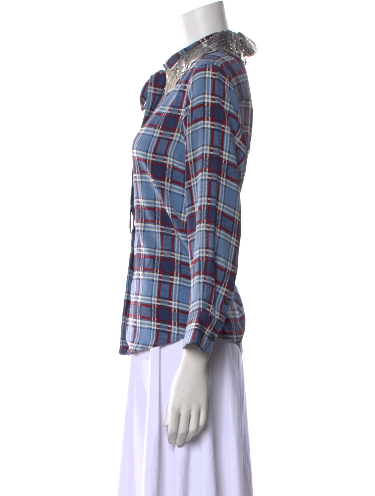 Marc Jacobs Silk Plaid Print Button-Up Top