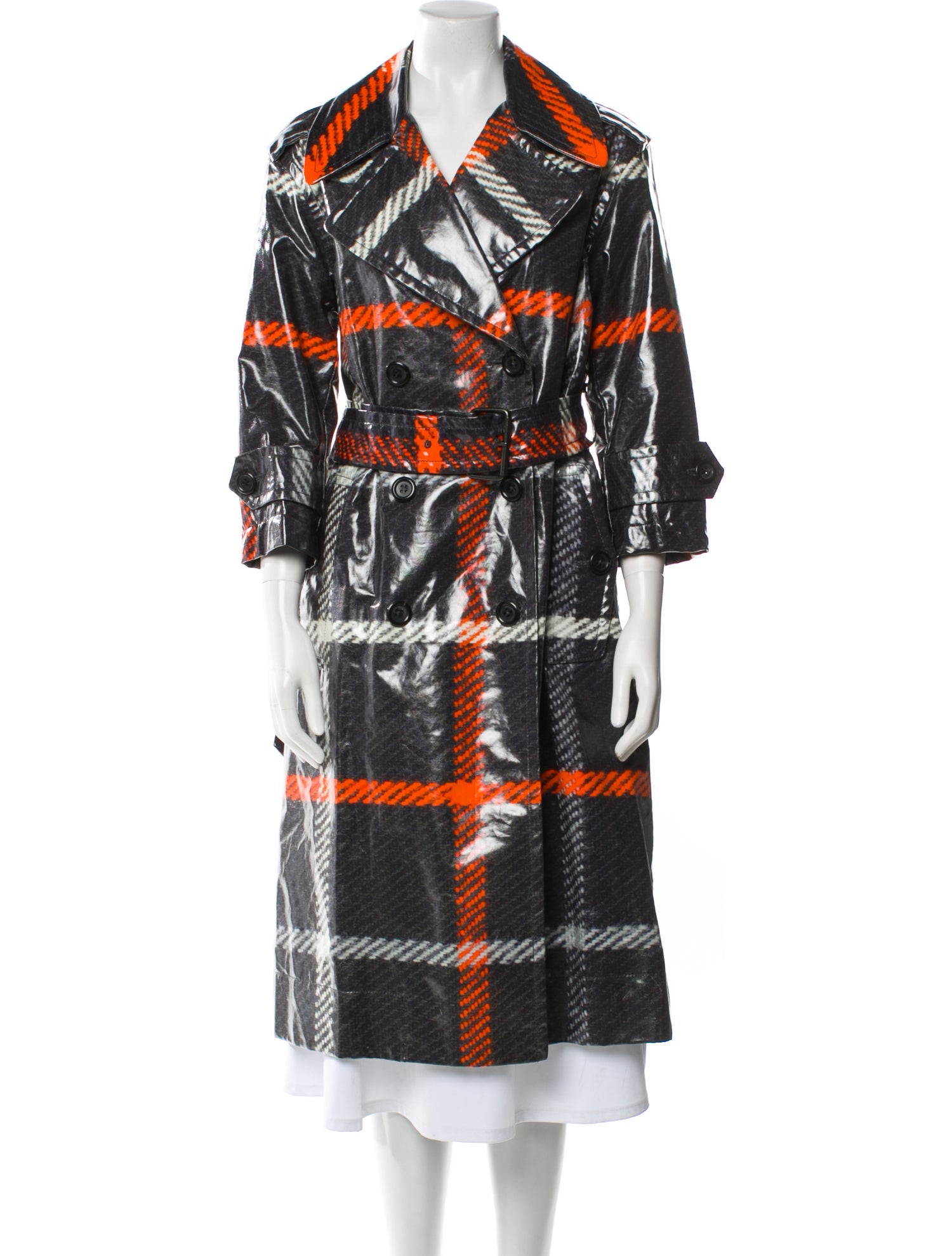 Marc Jacobs Plaid Print Trench Coat