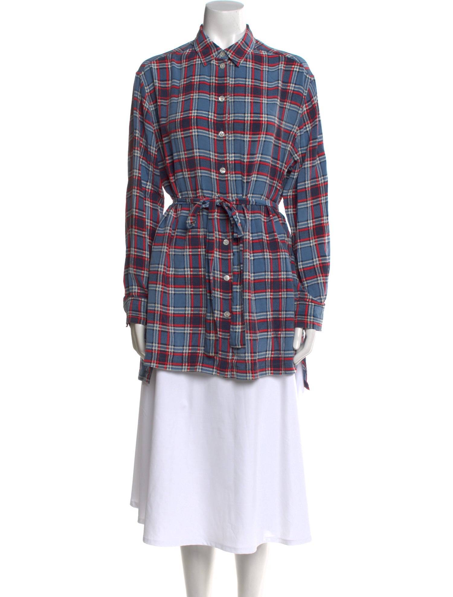 Marc Jacobs Silk Plaid Print Button-Up Top