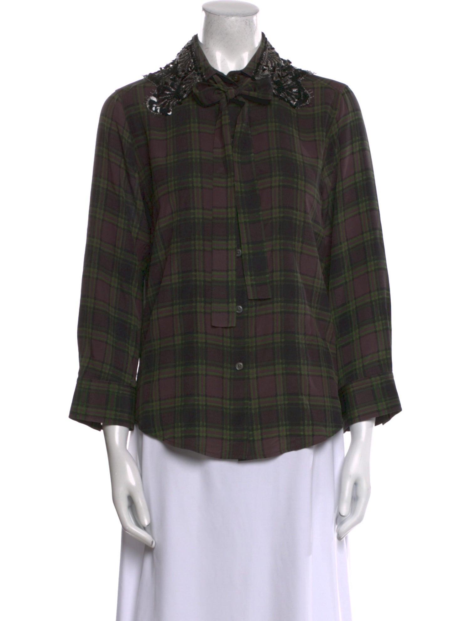 Marc Jacobs Silk Plaid Print Button-Up Top