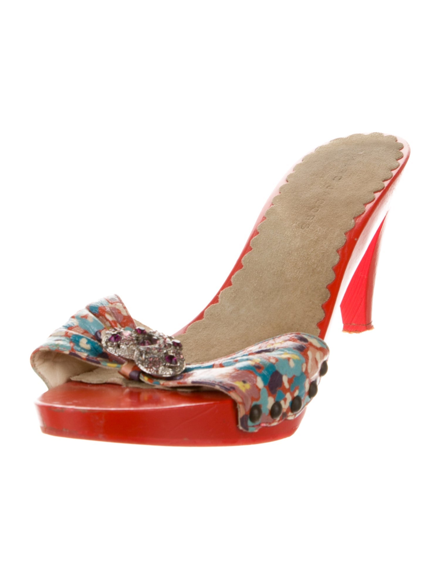 Marc Jacobs Patent Leather Printed Slides