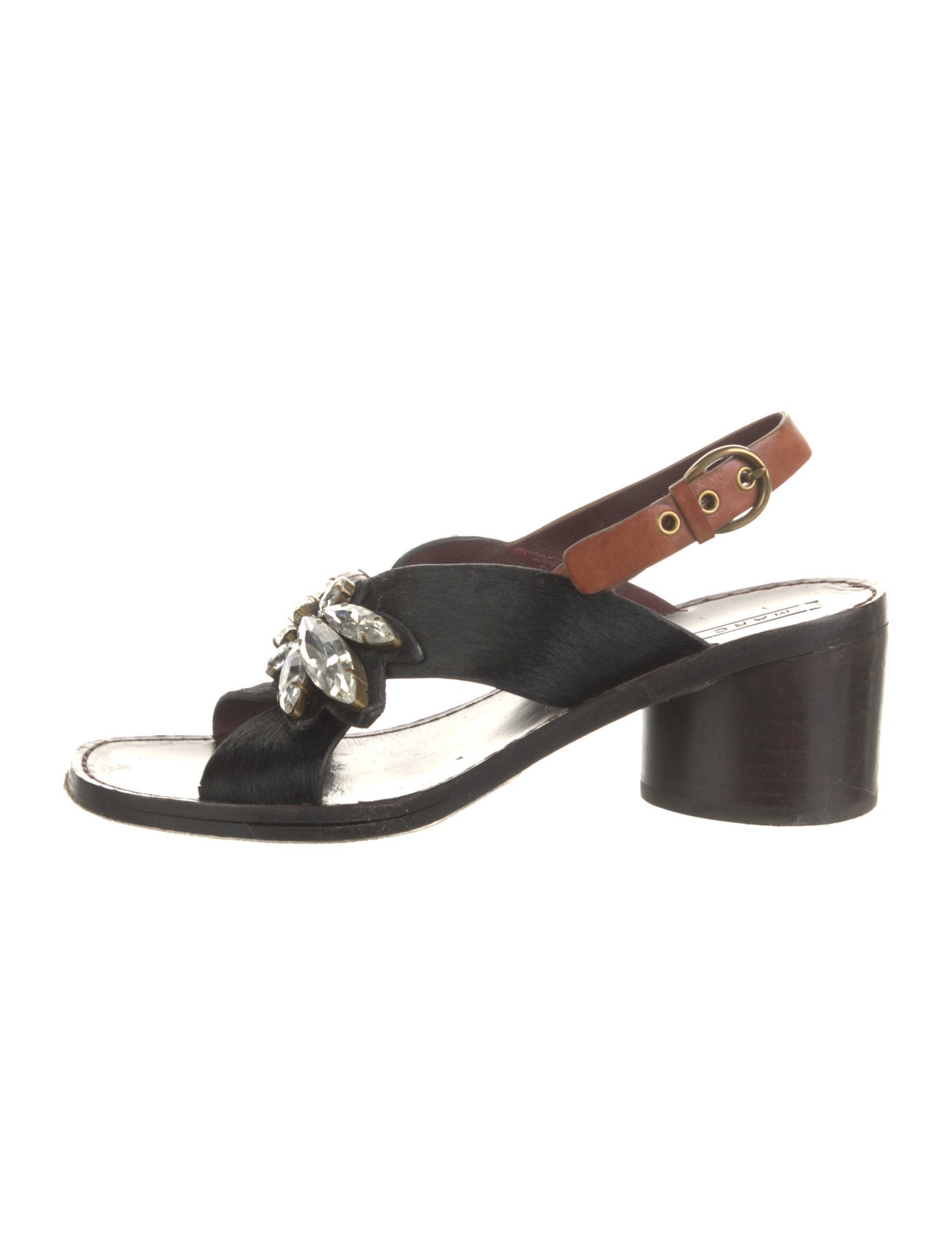 Marc Jacobs Ponyhair Colorblock Pattern T-Strap Sandals