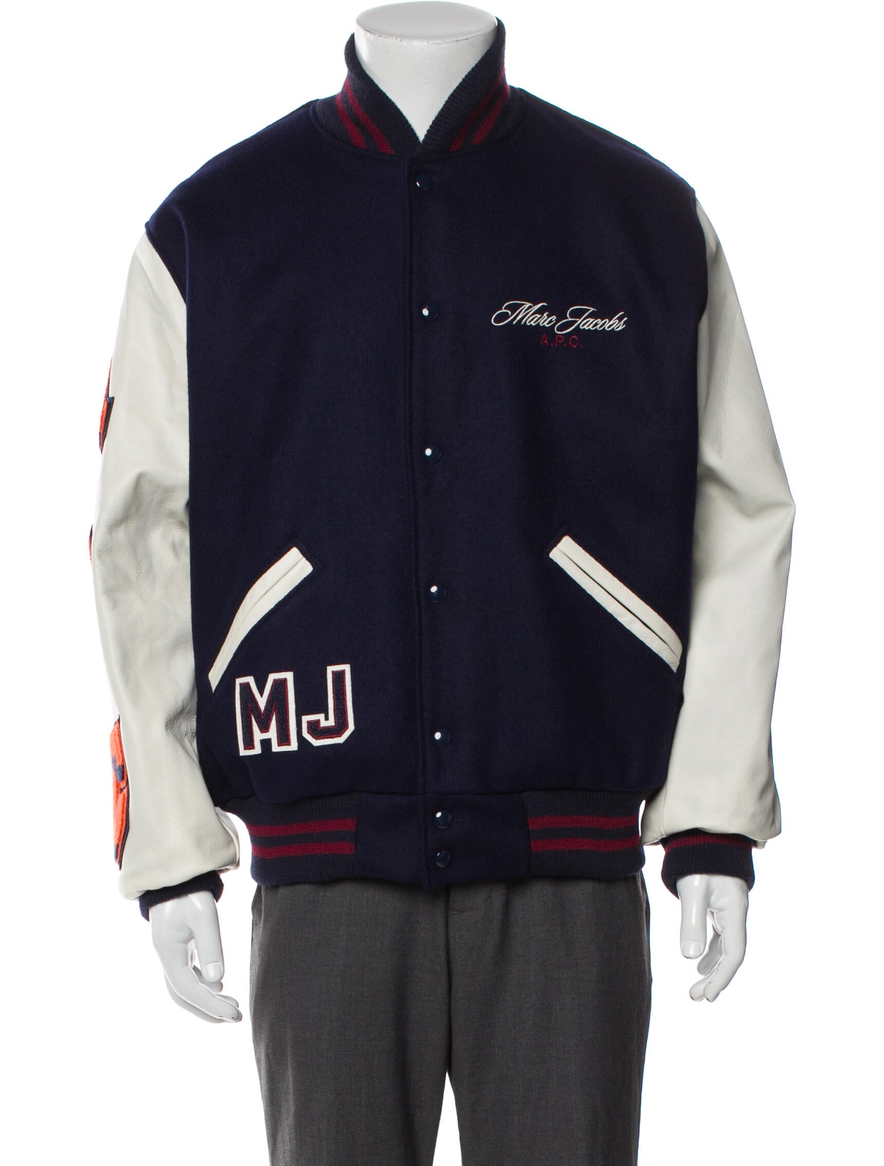 Marc Jacobs Virgin Wool Colorblock Pattern Varsity Jacket