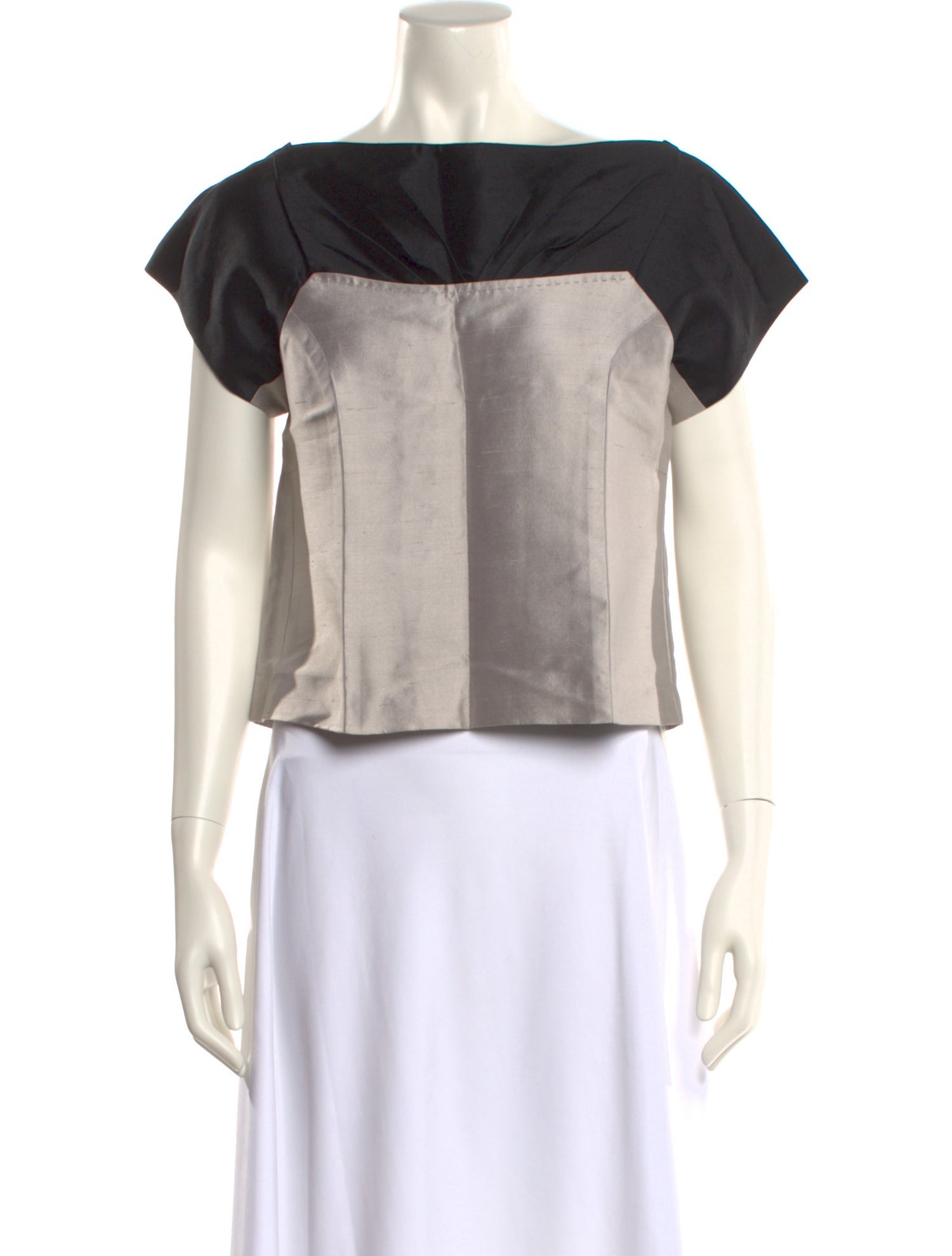 Marc Jacobs Silk Bateau Neckline Crop Top