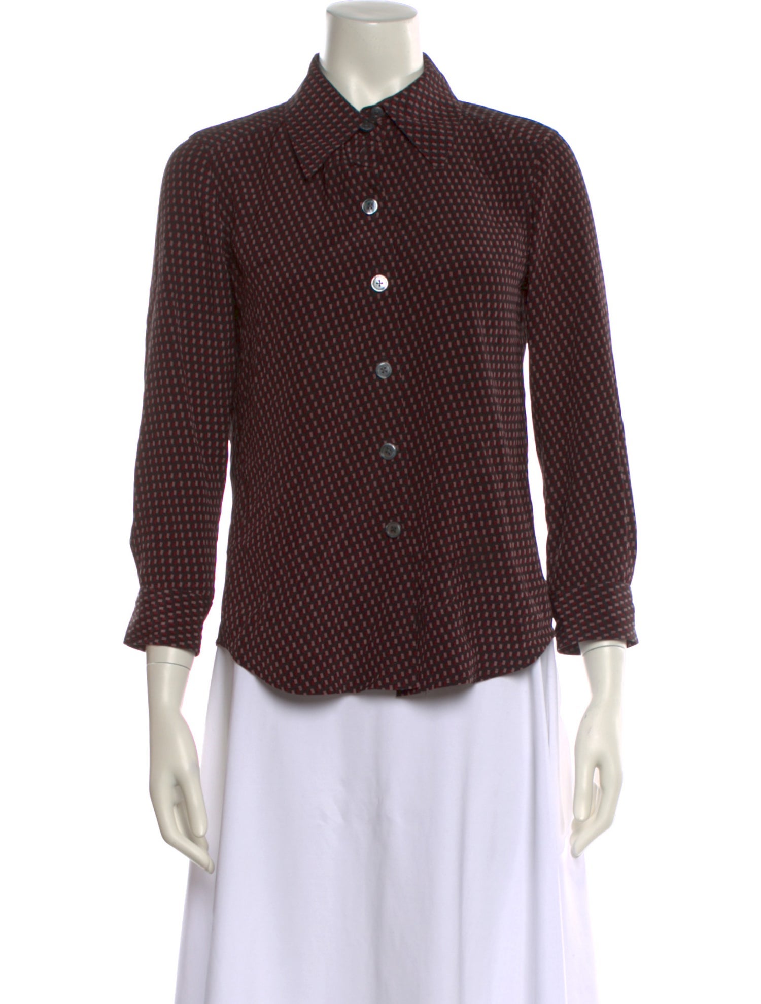 Marc Jacobs Silk Polka Dot Print Button-Up Top