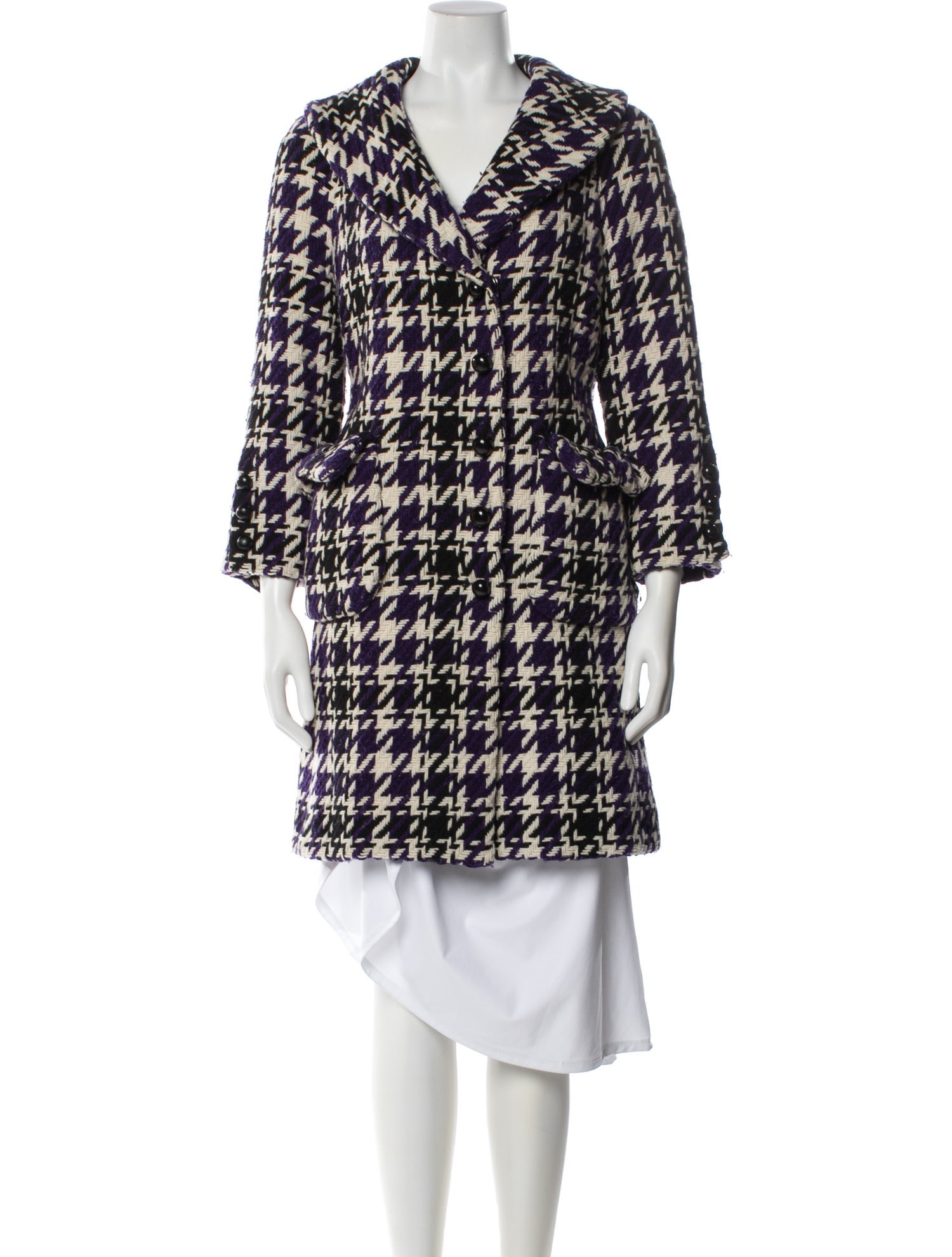 Marc Jacobs Wool Houndstooth Print Coat