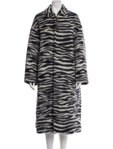 Pre-owned Marc Jacobs Alpaca Animal Print Faux Fur Coat In Black