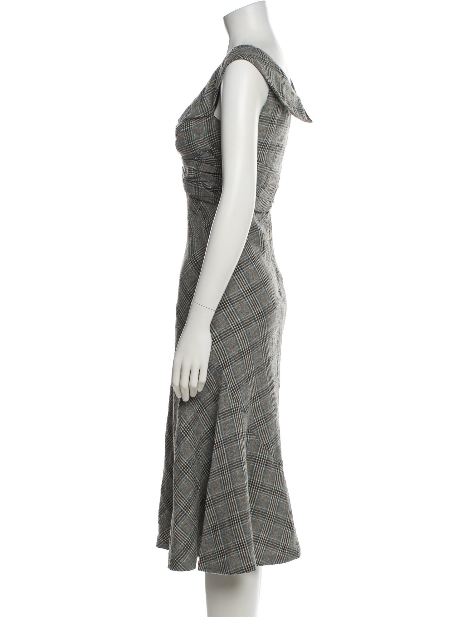 Marc Jacobs Plaid Print Midi Length Dress