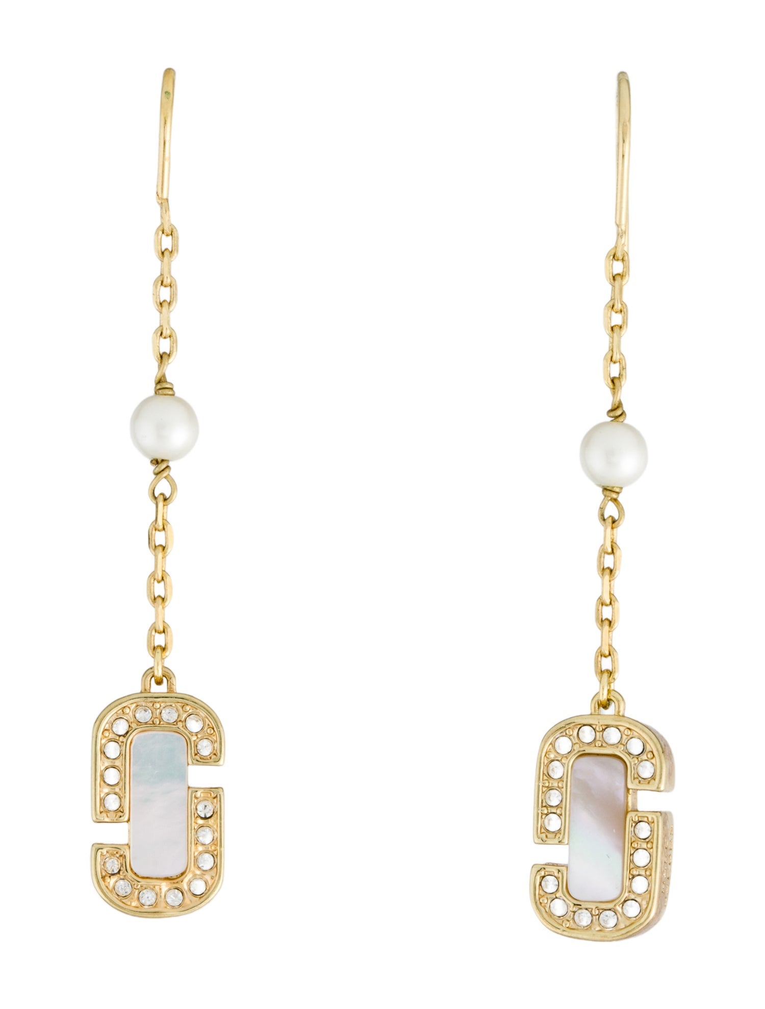 Marc Jacobs Faux Pearl & Crystal Drop Earrings