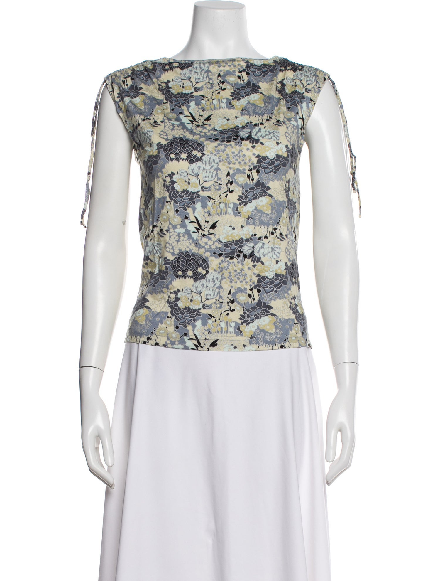 Marc Jacobs Floral Print Bateau Neckline Top