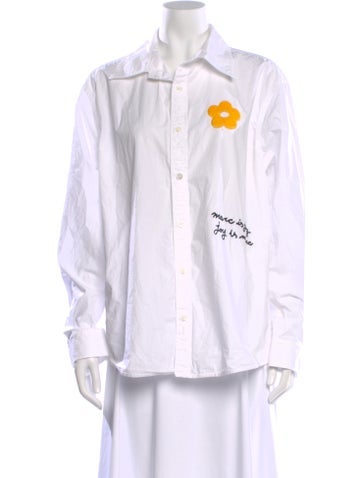 Pre-owned Marc Jacobs Long Sleeve Button-up Top In White