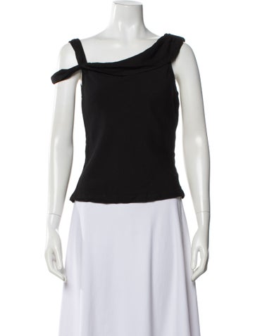 Pre-owned Marc Jacobs Silk Off-the-shoulder Top In Black