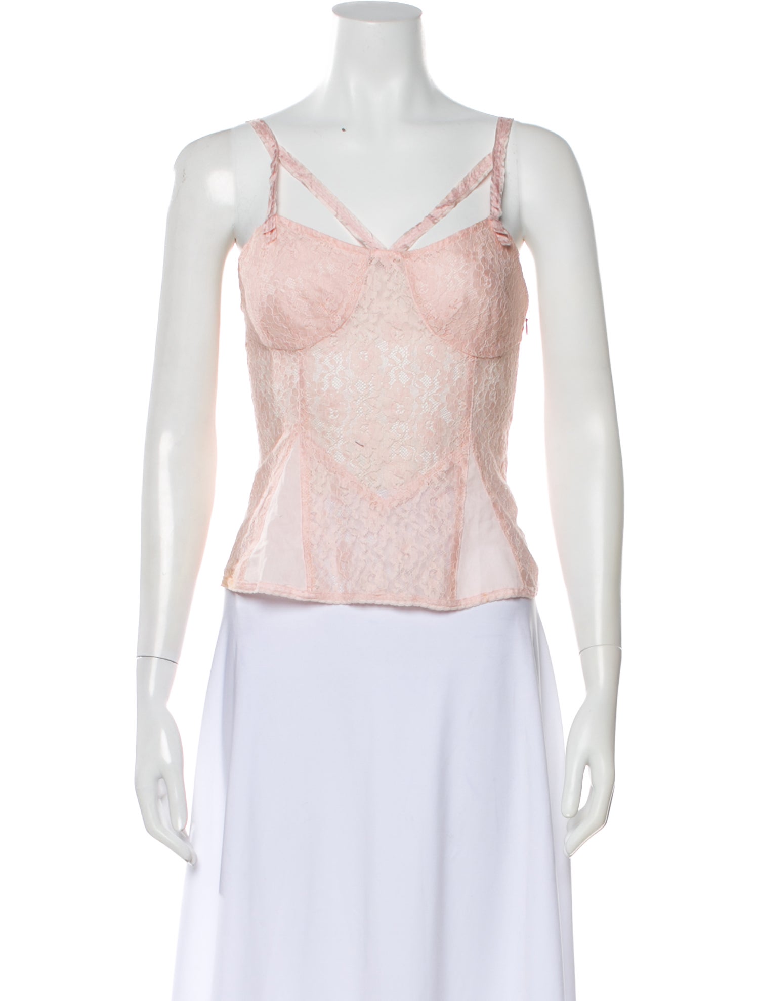 Marc Jacobs Lace Pattern V-Neck Crop Top