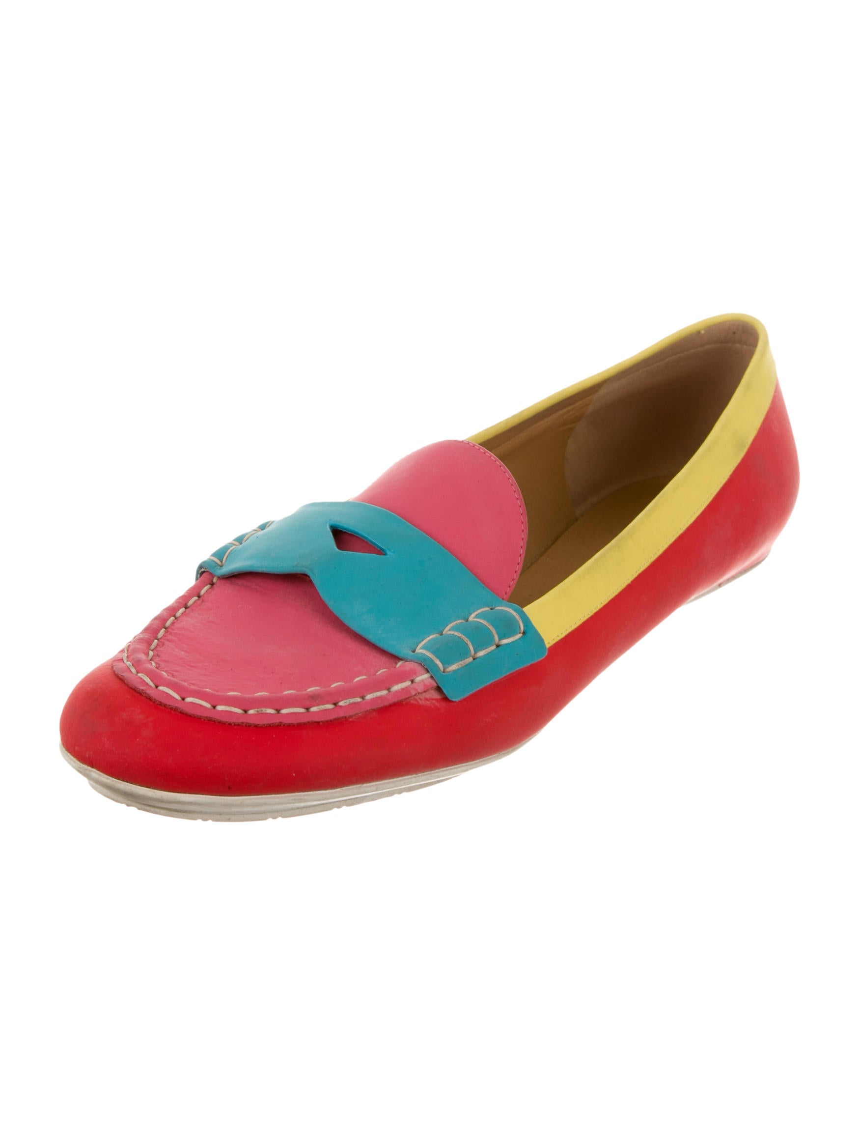 Marc Jacobs Multicolor Leather Loafers Neutrals Flats, Shoes