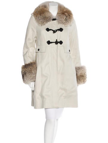 Marc Jacobs Fur-Trimmed Long Sleeve Coat