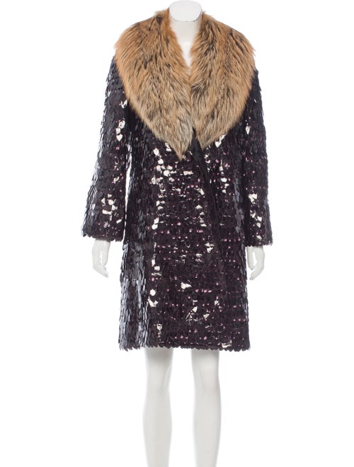 Marc Jacobs Fox Fur-Trimmed Textured Coat