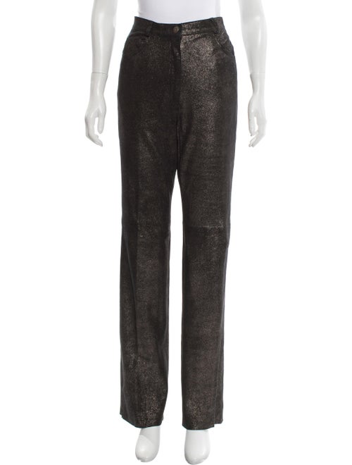 Marc Jacobs High-Rise Leather Pants Metallic