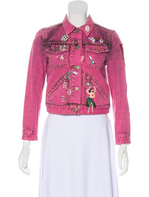 Marc Jacobs Embroidered Denim Jacket Pink