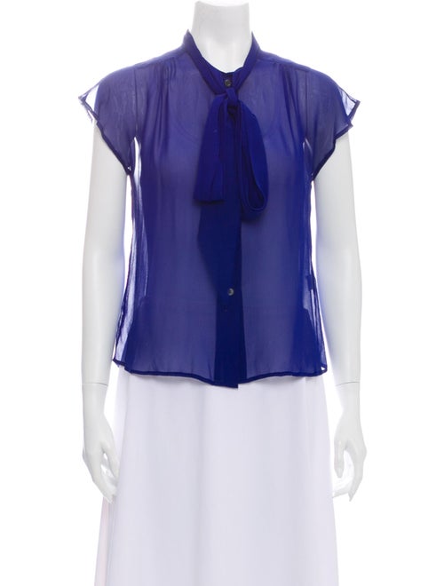 Marc Jacobs Silk Tie Neck Blouse Blue
