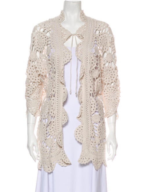 Marc Jacobs Crochet Knit Cardigan Beige