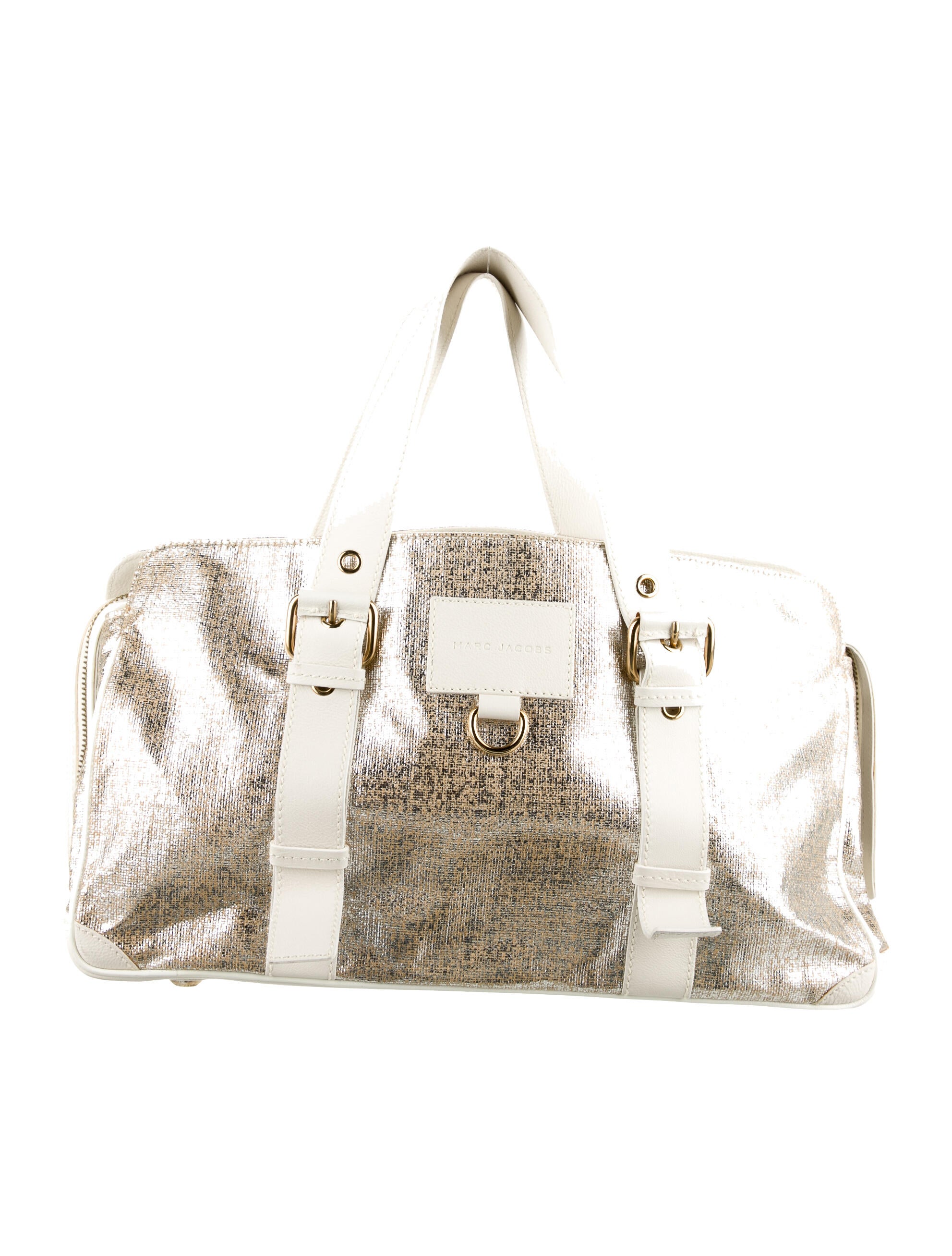 Marc Jacobs Metallic LeatherTrimmed Tote Handbags MAR99158 The